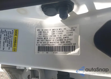 2013 Acura Tl 3.5 from USA, damaged, VIN 19UUA8F58DA009837